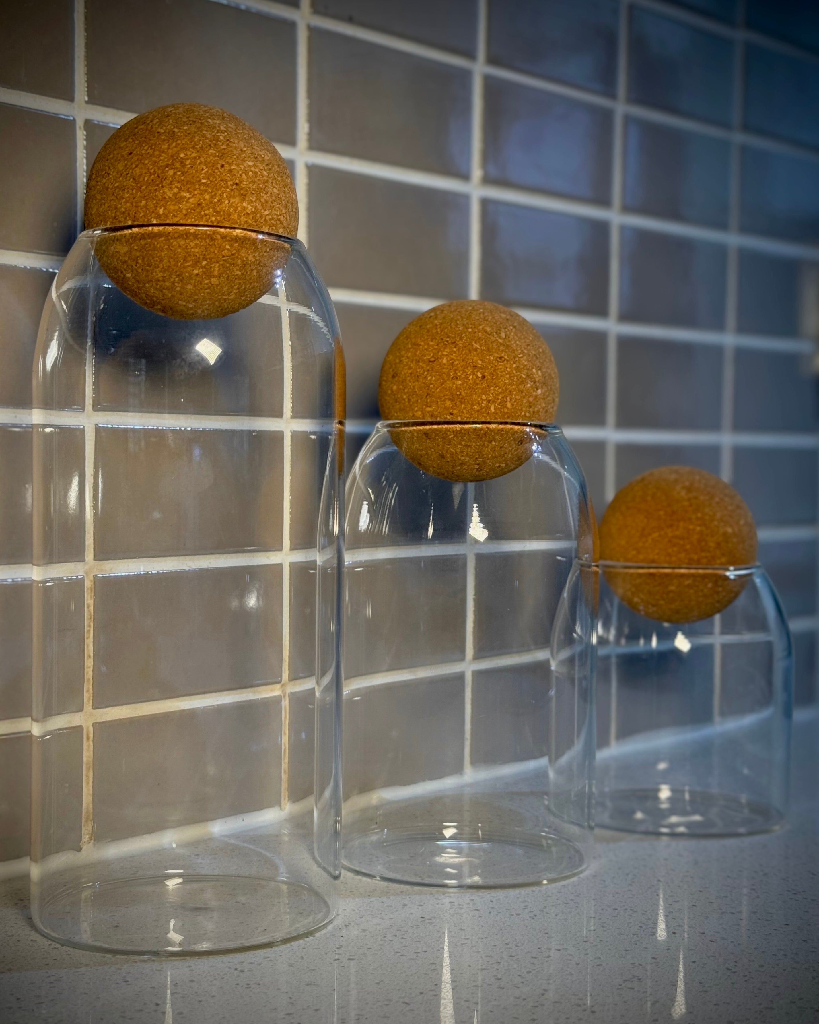 Cork-Lid Glass Storage Trio