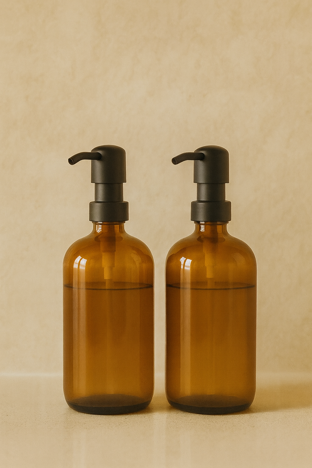 Amber Soap Dispenser Set
