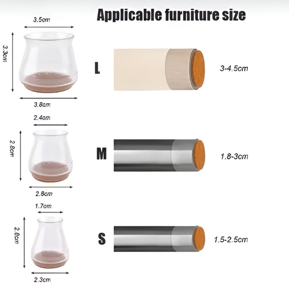 Silicone Chair Leg Caps — Clear